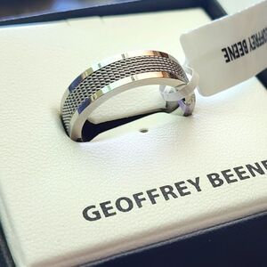 🐢 Geoffrey Beene Men's 8mm Stainless Steel Polished Edge Mesh Ring
